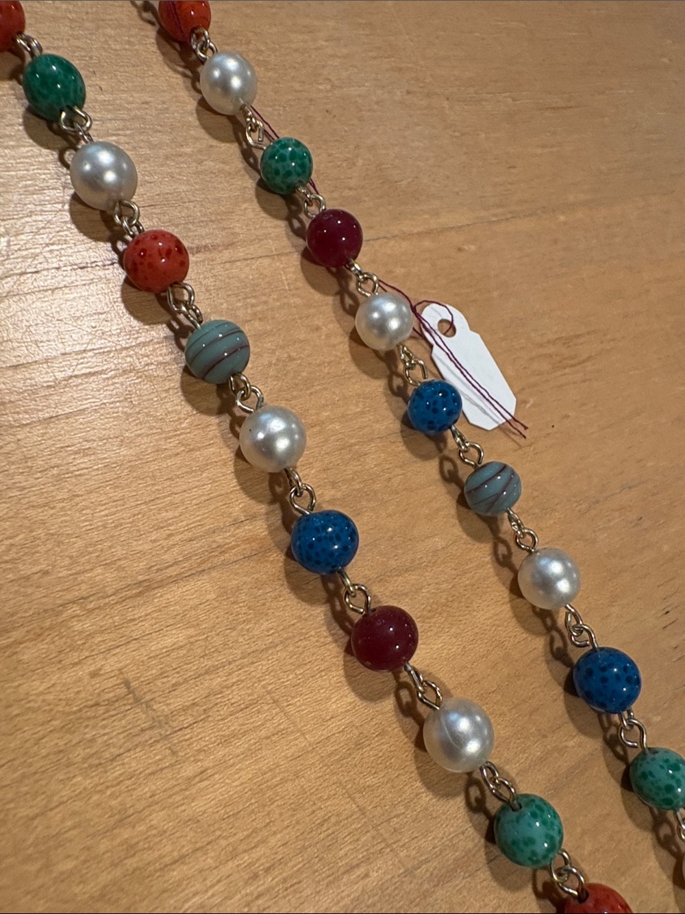 Multicolor Beaded Pearl Accent Necklace - Women's Jewelry - Picture 3 of 4